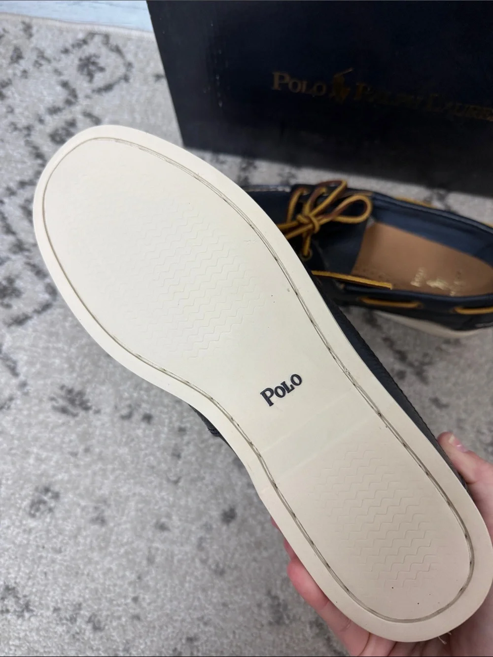 NWT Polo by Ralph Lauren Men’s Navy Leather Barnard Boat Shoes